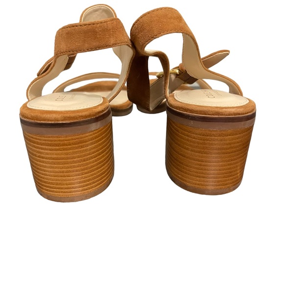 Cole Haan Anette Suede Block Heel Sandals Brown Open Toe Womens 10B - Picture 4 of 9